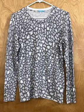 J. McLaughlin Gray and White Lenny Sweater M